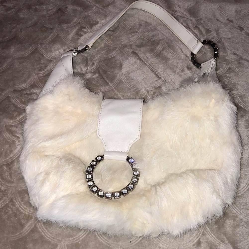 White rabbit fur Isabella Fiore purse